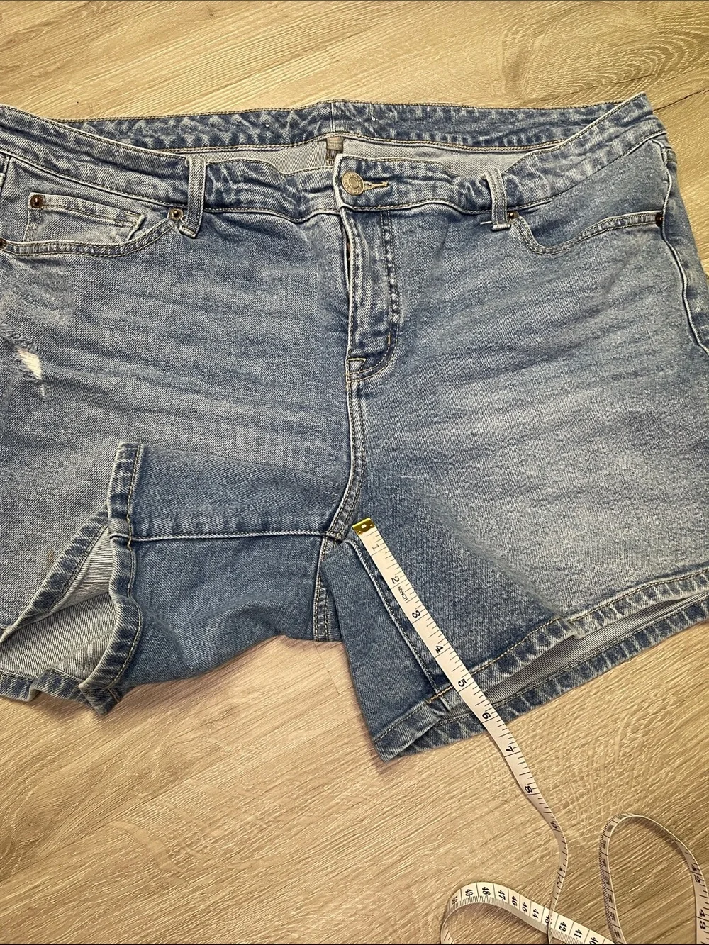 torrid Light Blue Distressed Denim Shorts